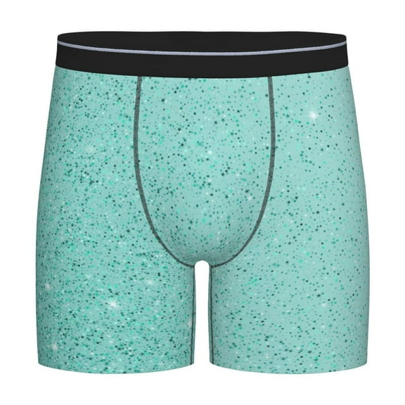 Rateoe Teal Turquoise Glitter Print Men’s Underwear Boxer Briefs Soft Comfortable Underwear Boxer Briefs, Long Leg Briefs,Anti-chafing Boxer Briefs