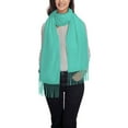 thumbnail image 1 of Rateoe Teal Turquoise Women's Traditional Scarf Wrap Tassel Shawl Fringes Neck Head Shawl Retro Scarf, 1 of 8