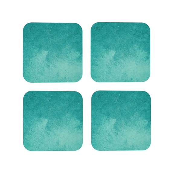 Rateoe Teal Turquoise1 Drawing Drink Coasters Set of 4 Leather Coasters Spill Protection for Table Desk,Durable and Non Slip Leather Coaster ,4 Inches Drink Mats-Square