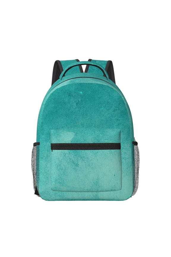 Teal Turquoise1 Pattern Durable Student Backpack Laptop Bag- Ergonomic Design, Waterproof Twill Fabric - Ideal for School, Travel, and Outdoor Activities-One Size