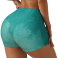 thumbnail image 1 of Rateoe Teal Turquoise1 Printed Power Workout Shorts for Women Tummy Control Squat Proof Ribbed Thick Seamless Scrunch Active Short-Medium, 1 of 8