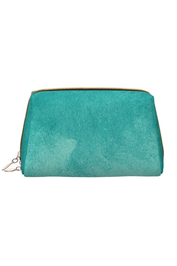 Teal Turquoise1 for Travel Makeup Bag,Large Capacity Cosmetic Bags for Women,Waterproof Portable Pouch Open Flat Toiletry Bag Make up Organizer