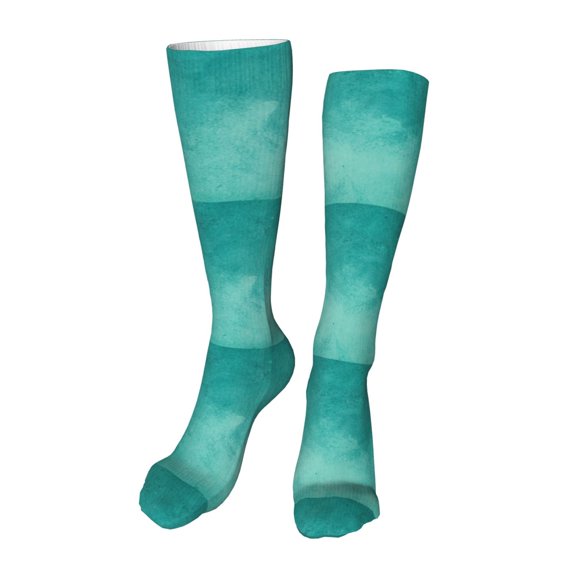Rateoe Teal Turquoise1 print Women's Men's Novelty 20in Crew Socks Cotton Socks Knee High Socks for Walking,Running,Nurses,Pregnancy-One Size