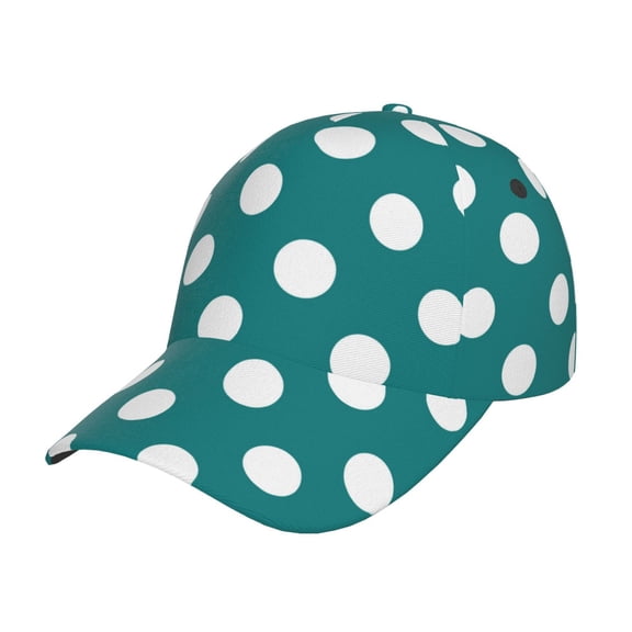 Rateoe Teal And White Polka Dot Pattern Men’s Baseball Cap – Adjustable Curved Brim Hat, Soft Cotton Sports Cap for Outdoor, Casual, and Everyday Wear, Comfortable & Breathable