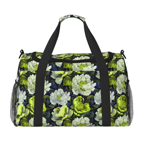 Rateoe Teal floral elegance Pattern Gym Bag for Women, Duffle Bag for Travel with Wet Pocket, Carry on Weekender Bags for Women, Water Resistant Travel Bag Duffel Bag