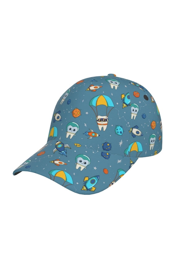 Teeth Cosmonaut Pattern Baseball Cap Outdoor Cap Mountain Dad Hat - Unstructured Soft Cotton Cap-Adjustable UV Protection Cap