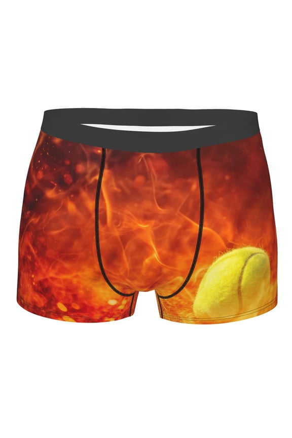 Tennis Ball In Fire Mens Boxer Briefs Poly Spandex Performance Boxer Briefs Underwear Hem Boxer Briefs - Small
