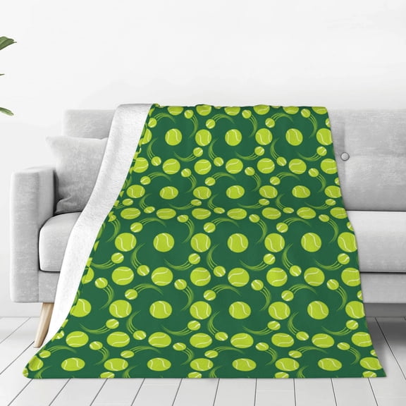 Rateoe Tennis Balls Print Fuzzy Fleece Throw Blanket Extra Large,Super Soft,Fluffy and Warm Blankets for Couch,Bed,All Season Use (40"x30")