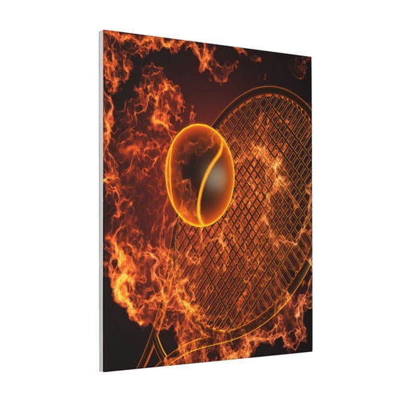 Rateoe Tennis Racket In Fire Pattern Decorative Picture – Unique Modern Wall Art, Ready-to-Hang Canvas Print for Home (Vertical)