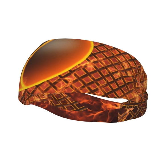 Rateoe Tennis Racket In Fire Pattern Sports Headbands ,Moisture Wicking Workout Headband, Sweatband Headbands for Running,Cycling,Yoga,Hairband for Women and Men