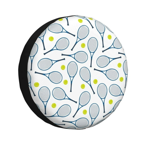 Rateoe Tennis Rackets And Balls Pattern Tire Cover Wheel Protectors Weatherproof Wheel Covers Universal Fit for Trailer Rv SUV Truck Camper Travel Trailers Accessories-14 inch