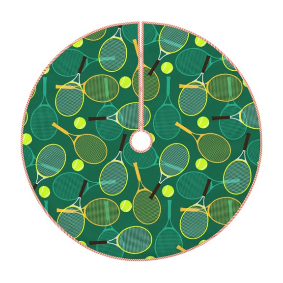 Rateoe Tennis Rackets and Balls Pattern Christmas Tree Skirt with Ties , Christmas Tree Decorations, Farmhouse Christmas Decor Xmas Holiday Decorations-30"