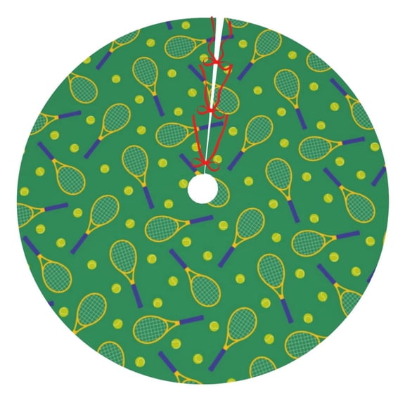 Rateoe Tennis Rockets And Balls Print Christmas Tree Skirt 36" for Xmas Holiday New Year Party Circle Tree Mat Ornaments Decoration