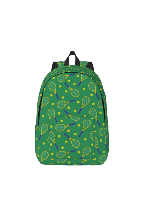 Tennis Rockets And Balls Pattern Canvas College Laptop Backpack,Travel Daypack,Durable Rucksack Travel Notebook Bag School Backpack Book Bag for Men Women-Small