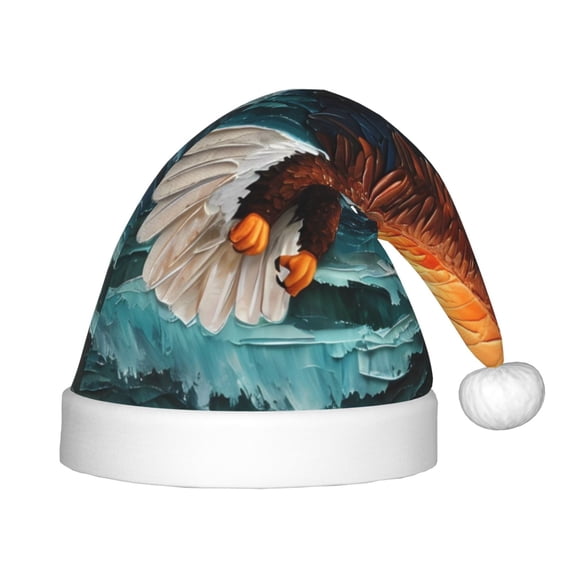 Rateoe Textured Bald Eagle Santa Hat Confortable Christmas Hat for Christmas Party Favors Fit for Kids