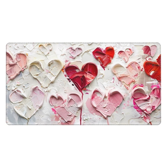 Rateoe Textured Heart Abstract Art Print Mouse Pad - Extended Large Gaming Mousepad,Non-Slip Stitched Edge,16x29.5 Inch