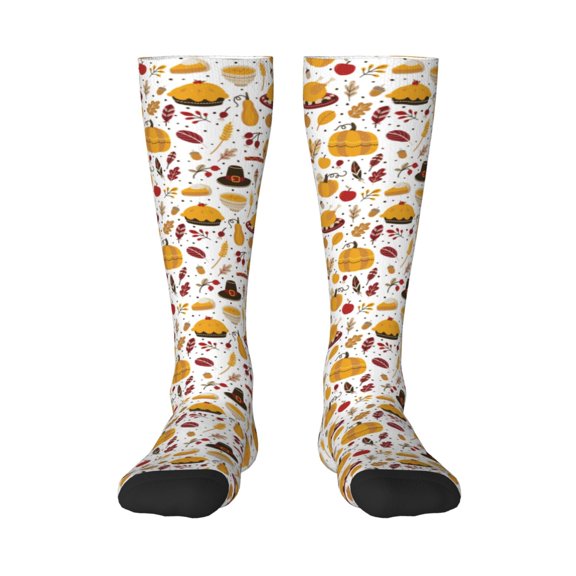Rateoe Thanksgiving Pattern Women’s Knee High Crew Socks,Trouser Socks Comfortable, Breathable, Moisture-Wicking and Soft