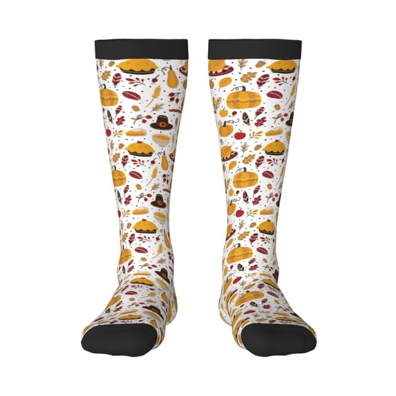 Rateoe Thanksgiving Pattern Women’s Knee High Crew Socks,Trouser Socks Comfortable, Breathable, Moisture-Wicking and Soft
