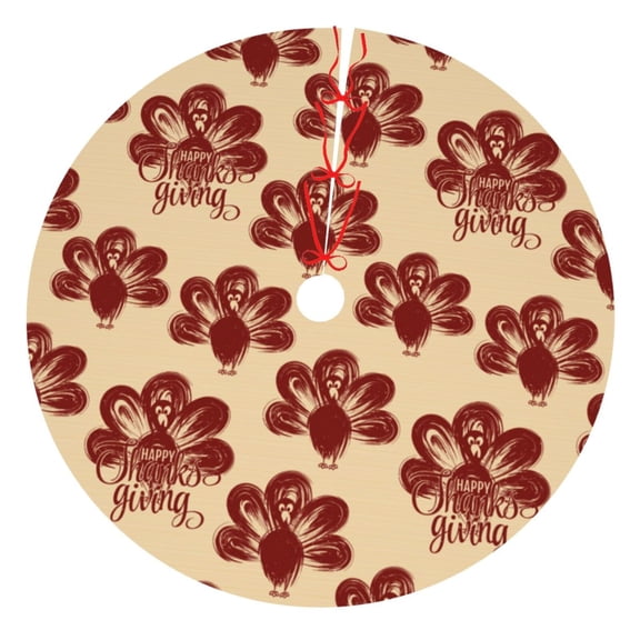 Rateoe Thanksgiving Sketch Turkey Print Christmas Tree Skirt 30" for Xmas Holiday New Year Party Circle Tree Mat Ornaments Decoration