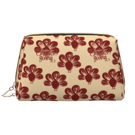 Rateoe Thanksgiving Sketch Turkey for Travel Makeup Bag,Large Capacity Cosmetic Bags for Women,Waterproof Portable Pouch Open Flat Toiletry Bag Make up Organizer
