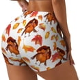 thumbnail image 1 of Rateoe Thanksgiving Turkey Leaves Printed Power Workout Shorts for Women Tummy Control Squat Proof Ribbed Thick Seamless Scrunch Active Short-Small, 1 of 8