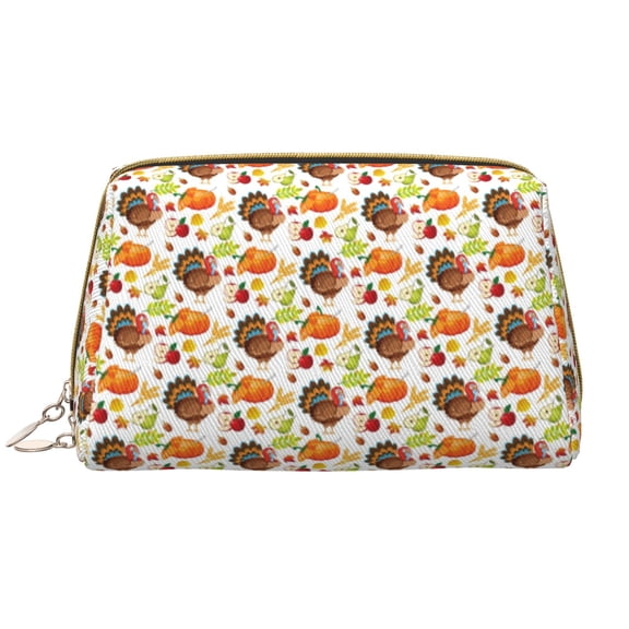 Rateoe Thanksgiving Turkey for Travel Makeup Bag,Large Capacity Cosmetic Bags for Women,Waterproof Portable Pouch Open Flat Toiletry Bag Make up Organizer