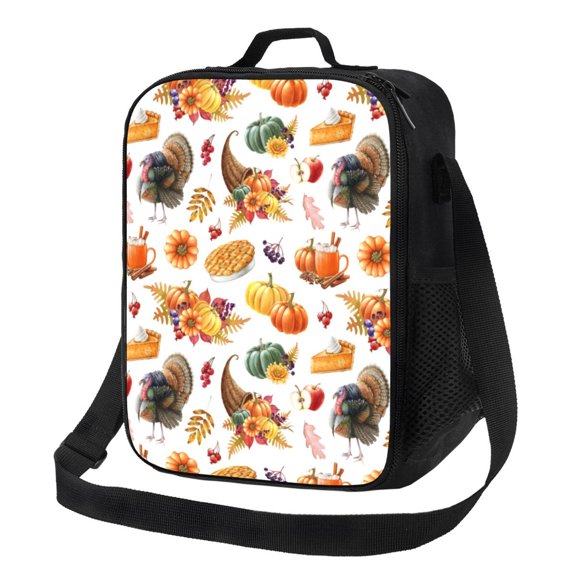 Rateoe Thanksgiving Turkeys 1 Lunch Bag Reusable Lunch Box with Shoulder Straps for Men Women Insulated Portable Lunchbox for adults Suitable for School Work Picnic
