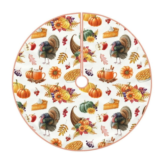 Rateoe Thanksgiving Turkeys 1 Pattern Christmas Tree Skirt with Ties, Christmas Tree Decorations, Farmhouse Christmas Decor Xmas Holiday Decorations-