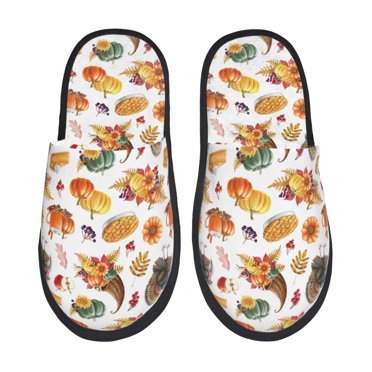 Rateoe Thanksgiving Turkeys 1 Pattern Fuzzy Slippers Fuzzy Soft House Slippers Plush Furry Warm Cozy Open Toe Fluffy Home Shoes-Medium