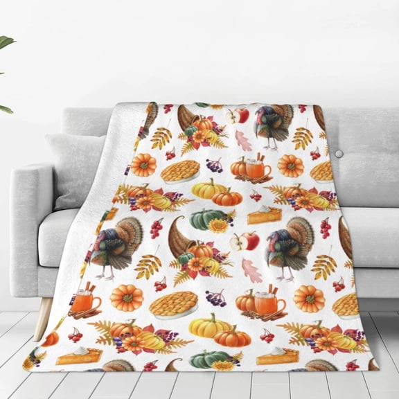 Rateoe Thanksgiving Turkeys 1 Print Fuzzy Fleece Throw Blanket Extra Large,Super Soft,Fluffy and Warm Blankets for Couch,Bed,All Season Use (40"x30")