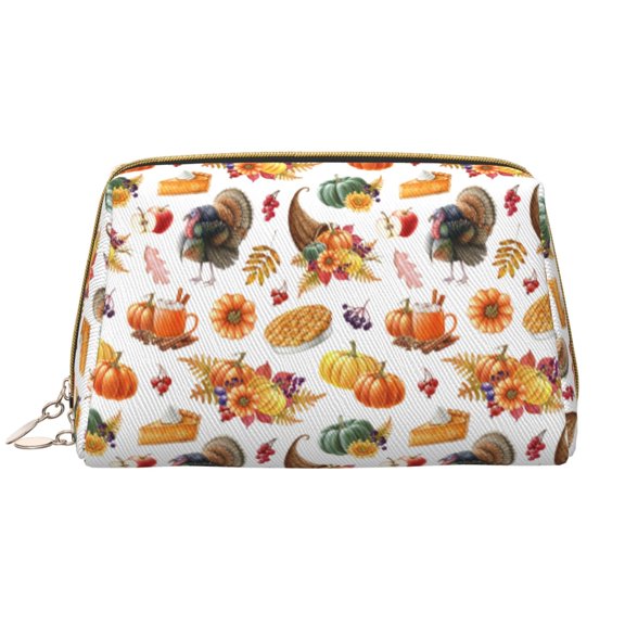 Rateoe Thanksgiving Turkeys 1 for Travel Makeup Bag,Large Capacity Cosmetic Bags for Women,Waterproof Portable Pouch Open Flat Toiletry Bag Make up Organizer