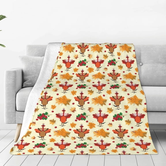 Rateoe Thanksgiving Turkeys Print Fuzzy Fleece Throw Blanket Extra Large,Super Soft,Fluffy and Warm Blankets for Couch,Bed,All Season Use (40"x30")