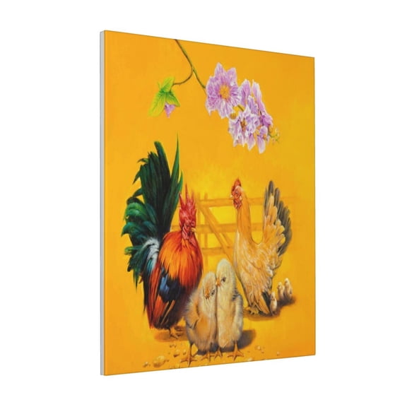 Rateoe The Chicken Family Pattern Decorative Picture – Unique Modern Wall Art, Ready-to-Hang Canvas Print for Home (Vertical)