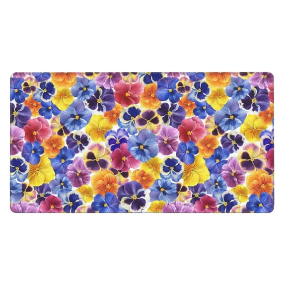 Rateoe The Garden Tricolor Pansy Flower Print Mouse Pad - Extended Large Gaming Mousepad,Non-Slip Stitched Edge,16x29.5 Inch