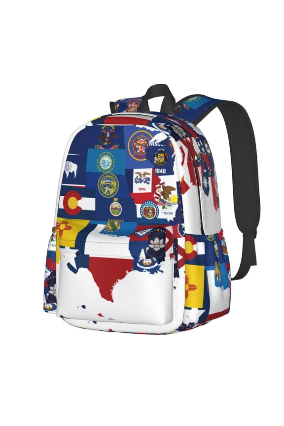 The Map Of United States Pattern Student Backpack,Backpack for School,Lightweight Bag,Travel Backpack,Outdoor Backpack,Large Capacity Backpack