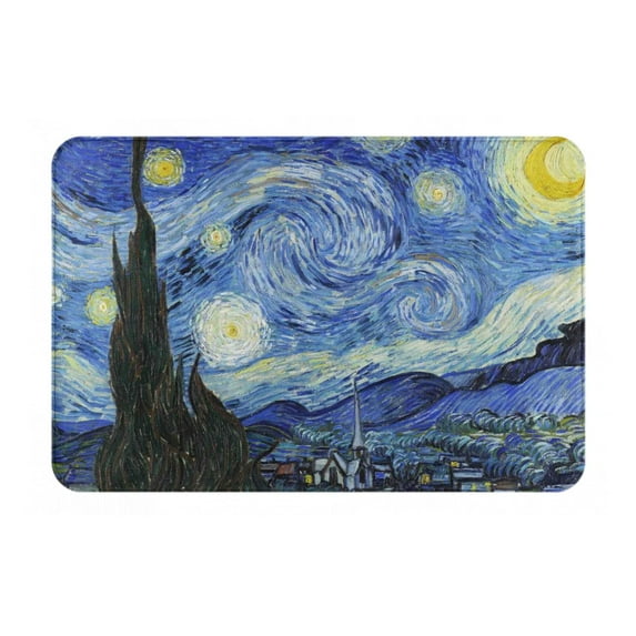 Rateoe The Starry Night Pattern Flannel Door Mat Indoor Outdoor Entrance, Waterproof All-Weather Doormat,Fade Resistant, Low Profile Entryway Mat 16x24in