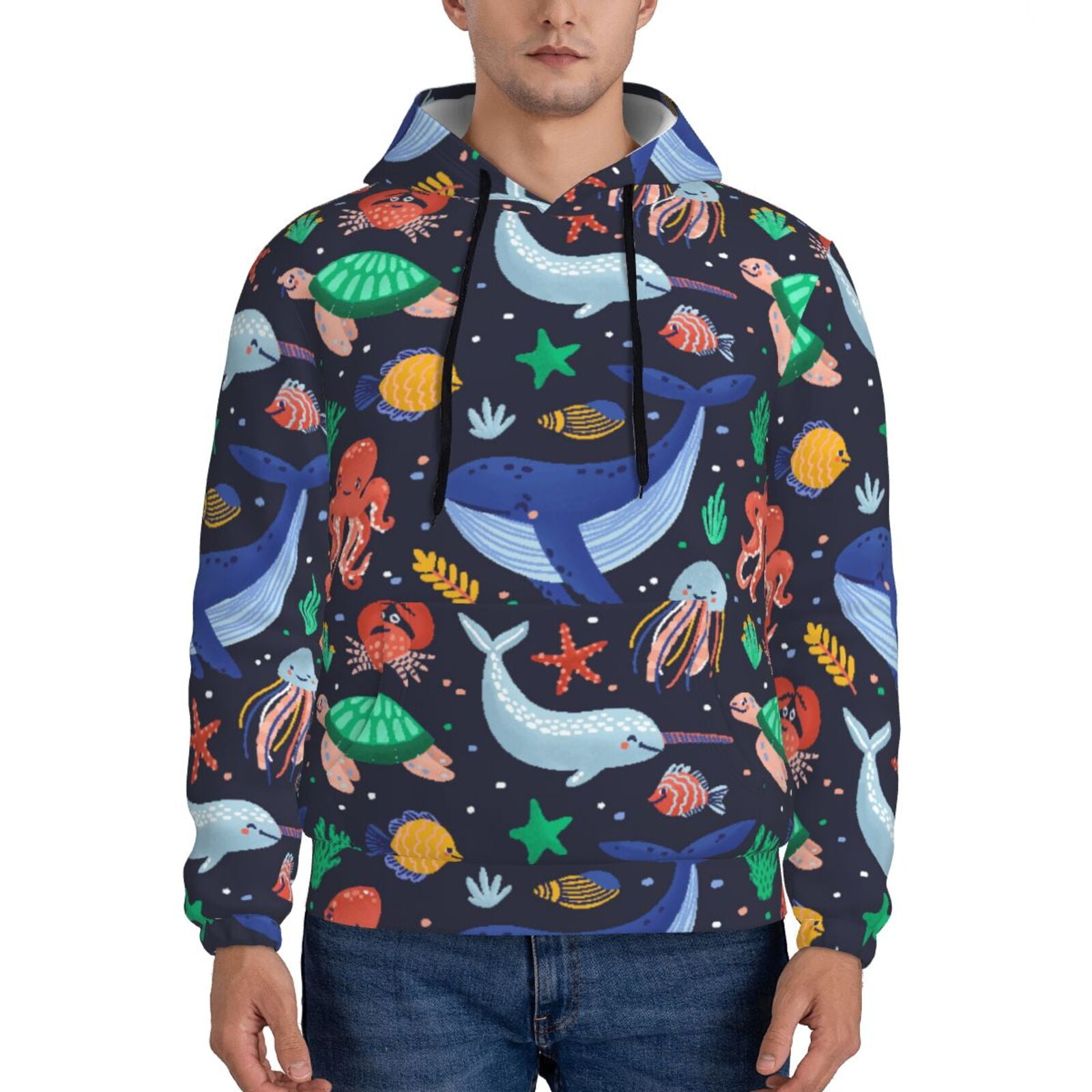 Manatee Print Pattern Men Pullover Hoodie