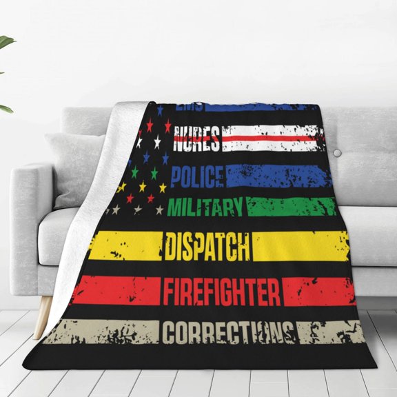 Rateoe Thin Green Line With USA Flag Print Fuzzy Fleece Throw Blanket Extra Large,Super Soft,Fluffy and Warm Blankets for Couch,Bed,All Season Use-