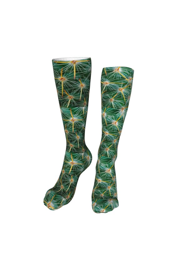 Thorns Of Macro Cactus print Women's Men's Novelty 20in Crew Socks Cotton Socks Knee High Socks for Walking,Running,Nurses,Pregnancy-One Size