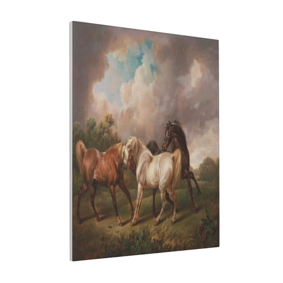 Rateoe Three Horses Oil Painting Pattern Decorative Picture – Unique Modern Wall Art, Ready-to-Hang Canvas Print for Home (Vertical)