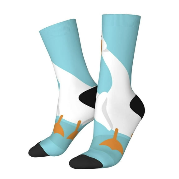Rateoe Three White Geese for Women Casual Calf Socks - Cute Crew Socks - Thin Soft Above Ankle Socks Size 5-11