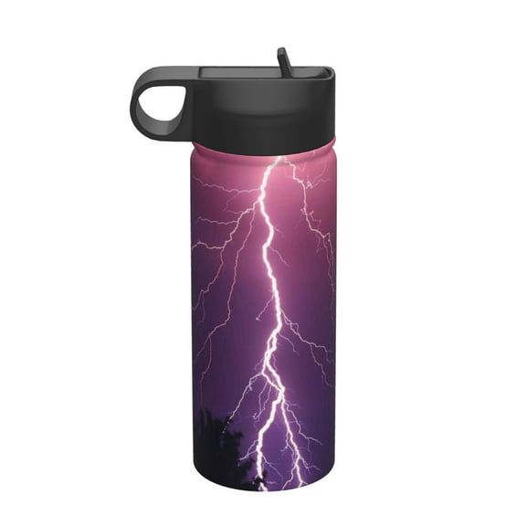Rateoe Thunderstorm Violet Purple Printed 18oz Sports Insulated Water Bottle, Double-Walled Stainless Steel Kettle with Leak-Proof Straw Lid, Portable & BPA-Free for Outdoor, Gym, Camping, and Travel