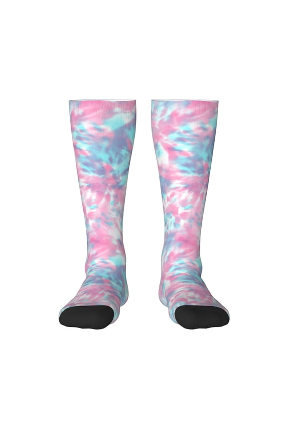 Tie Dye Pattern Women’s Knee High Crew Socks,Trouser Socks Comfortable, Breathable, Moisture-Wicking and Soft