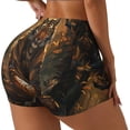 thumbnail image 1 of Rateoe Tiger In The Fallen Leaf Forest Printed Power Workout Shorts for Women Tummy Control Squat Proof Ribbed Thick Seamless Scrunch Active Short-Large, 1 of 8