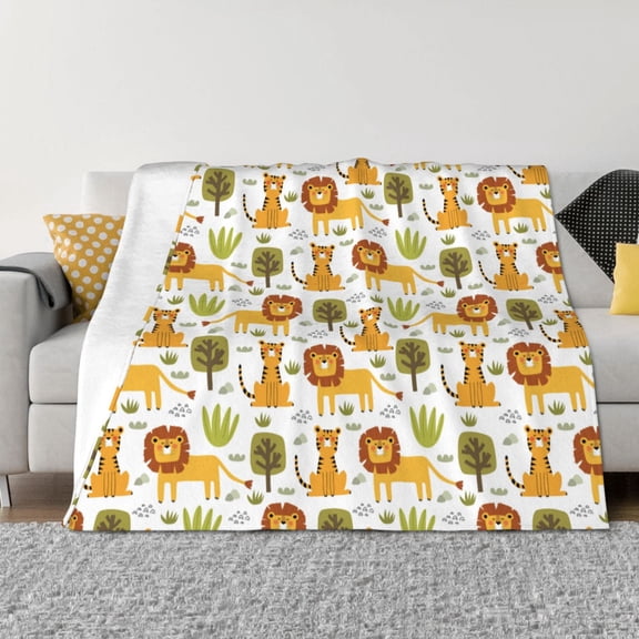 Rateoe Tiger Lion Pattern Flannel Throw Blanket, Ultra-soft Blanket for Bed, Couch, Car, Hypoallergenic Anti-pilling blanket-