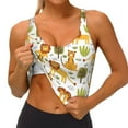 thumbnail image 1 of Rateoe Tiger Lion Print Womens' Sports Bras Scoop Neck Sports Vest- Padded U Back Seamless High Impact Support, 1 of 7