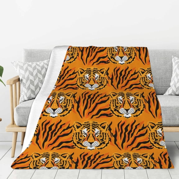 Rateoe Tiger Pattern Flannel Throw Blanket, Ultra-soft Blanket for Bed, Couch, Car, Hypoallergenic Anti-pilling blanket-50"x40"(Vertical)