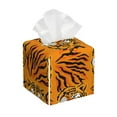 thumbnail image 1 of Rateoe Tiger Pattern Tissue Box Cover, Modern Square Decorative Leather Facial Paper Case Organizer Holder Dispenser 5X5X5'', 1 of 8
