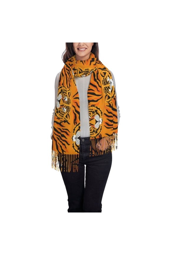 Tiger Women's Traditional Scarf Wrap Tassel Shawl Fringes Neck Head Shawl Retro Scarf