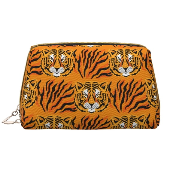 Rateoe Tiger for Travel Makeup Bag,Large Capacity Cosmetic Bags for Women,Waterproof Portable Pouch Open Flat Toiletry Bag Make up Organizer